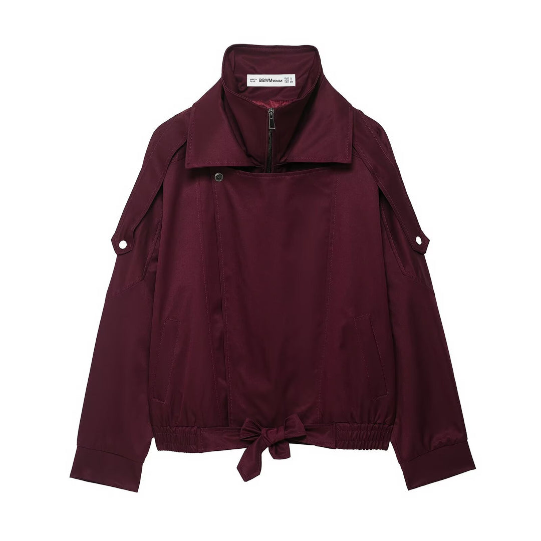 Damen modische Übergangsjacke mit seitlichem Reißverschluss und taillierbarem Kordelzug R&B
