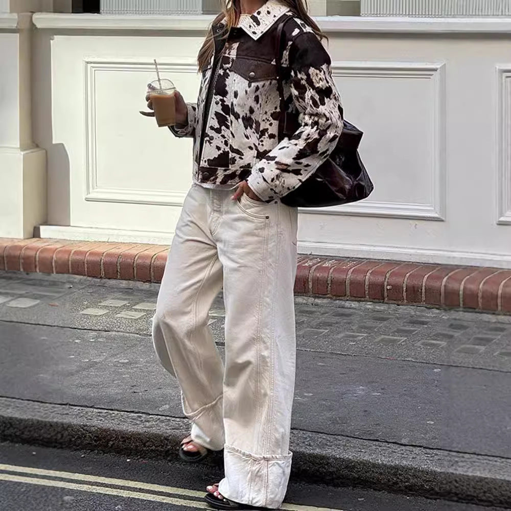 Damen Steppjacke im Cowprint Design mit klassischem Schnitt R&B
