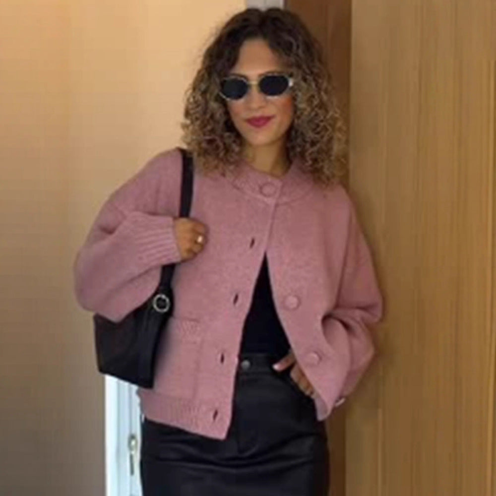 Damen lässige Strickjacke mit Knopfdetails und bequemem Schnitt R&B