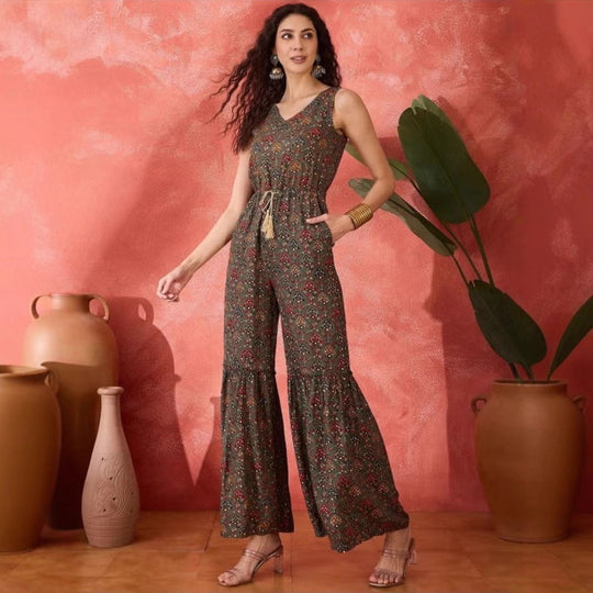 Damen Vintage-inspirierter Jumpsuit mit weitem Bein und Taillierung R&B
