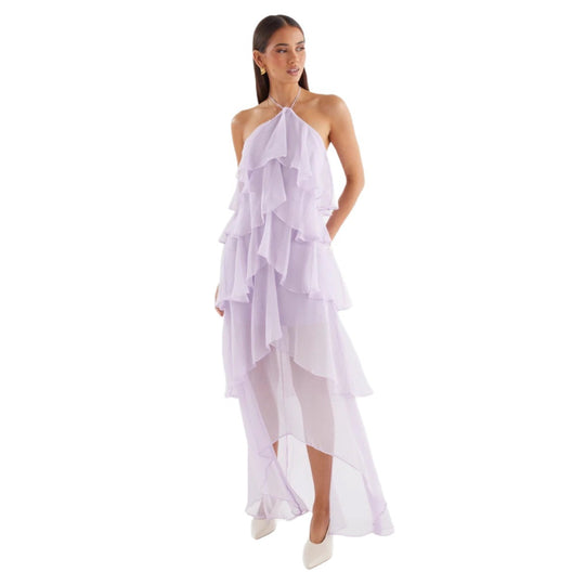 Damen Chiffon Maxikleid mit mehrschichtigen Rüschendetails R&B