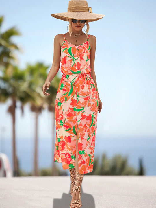 Damen Maxikleid mit floralem Design und elastischem Taillenbund R&B