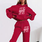 Damen Freizeit-Hoodie und Jogginghose Set mit inspirierendem Schriftzug