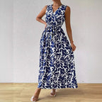 Damen nan Wickel-Maxikleid mit V-Ausschnitt und gR&Bundenem Taillengürtel R&B