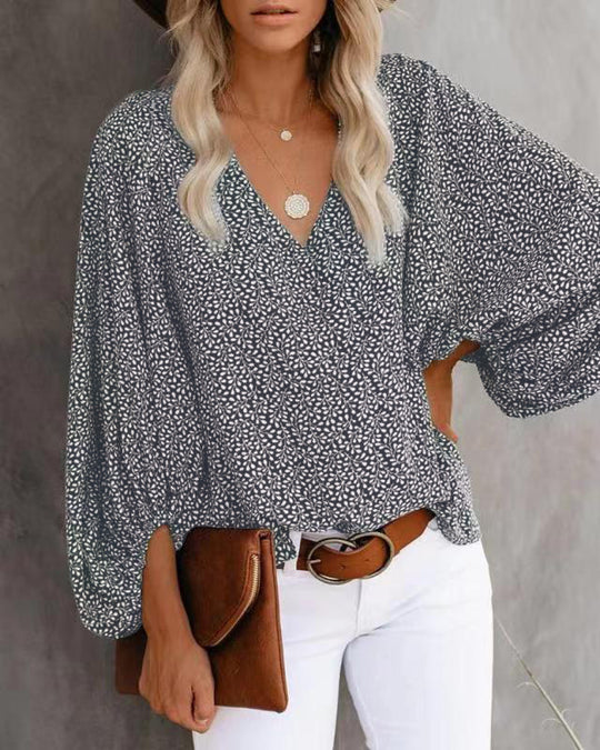 Damen Bluse mit weiten Ärmeln und floralem Muster R&B