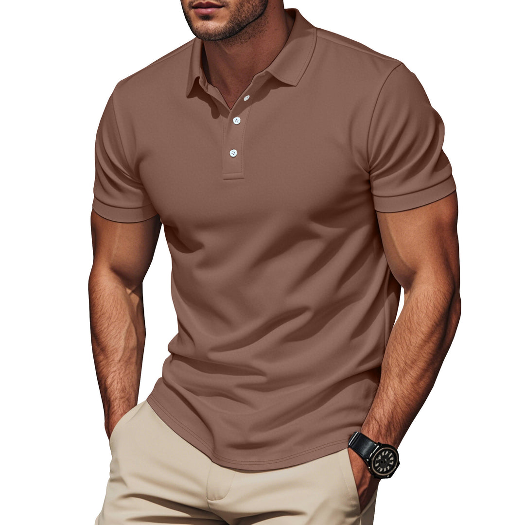 Herren nan Pima-Baumwoll-Polo mit Kentkragen, schmaler Silhouette und verstärkter Knopfleiste R&B