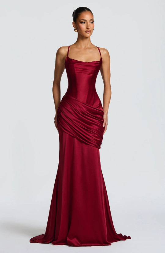 Damen elegantes Abendkleid mit raffinierten Drappierungen R&B