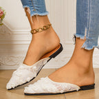 Damen Elegante Pantoletten mit floralem Spitzen-Design und offenem Fersenbereich R&B