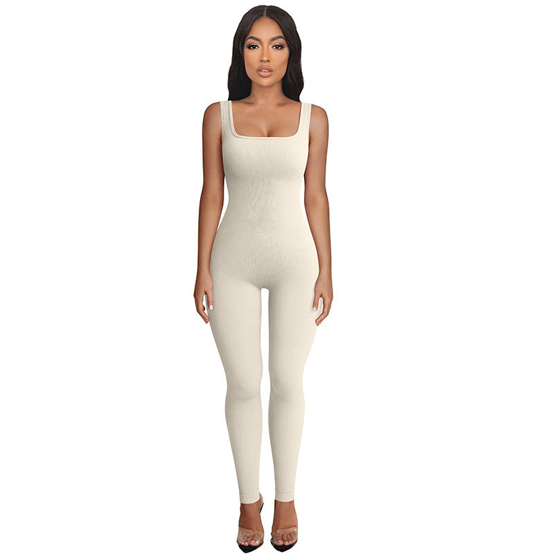 Damen Figurbetonter Jumpsuit mit Rippenstruktur R&B