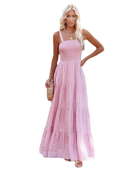 Damen Maxikleid mit leichtem Rüschenstil und elastischem Bustier R&B