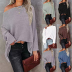 Damen lässiger Off-Shoulder Pullover im Strukturdesign R&B