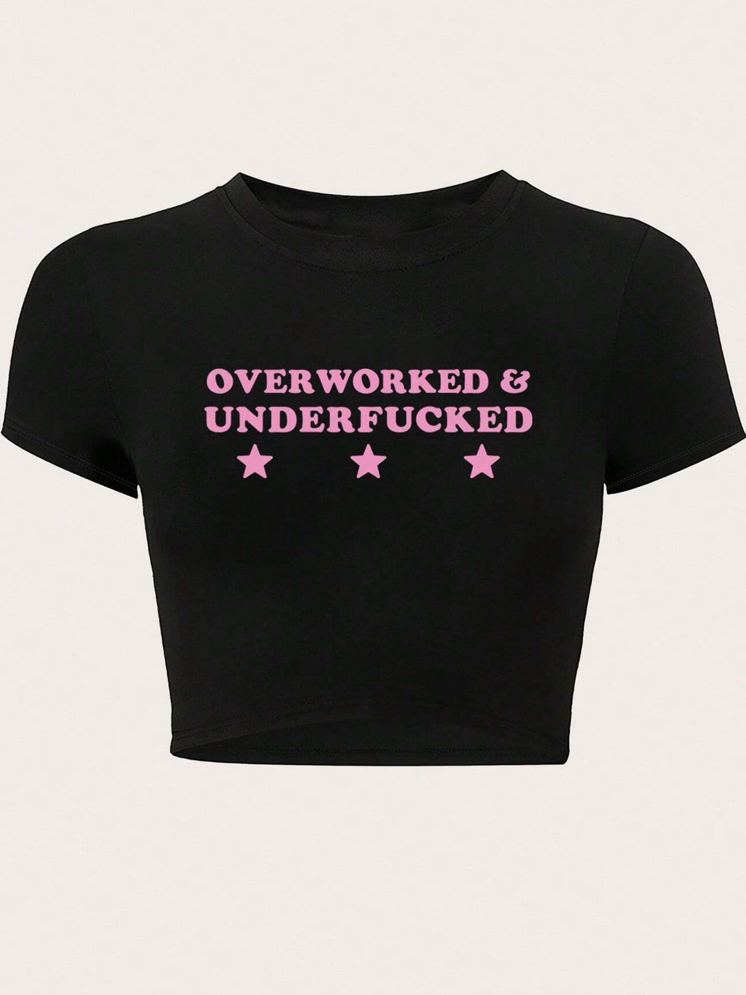 Damen Crop-T-Shirt mit inspirierendem Aufdruck und figurbetontem Schnitt R&B