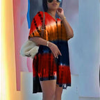 Damen lässiges Summer-Tunika Kleid mit trendy Batik-Design und weitem Schnitt R&B