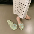 Damen Flip-Flops mit floralem Applikationsdesign EB