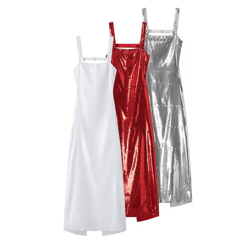 Damen Maxikleid mit glitzernden Pailletten und elegantem Schnitt R&B