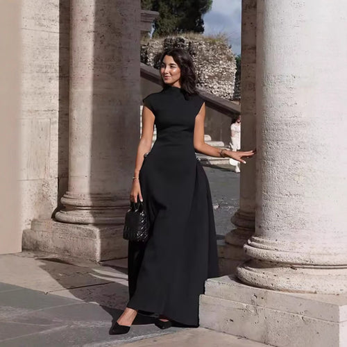 Damen ärmelloses Abendkleid mit asymmetrischem Schnitt und elegantem Fall R&B