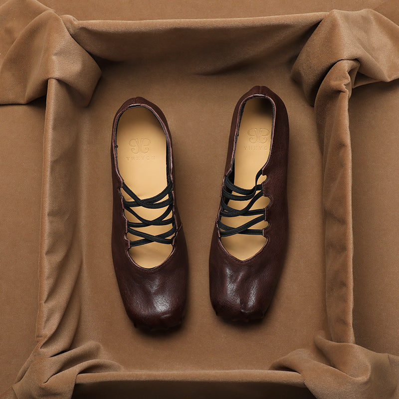 Damen Ballerina-Schuhe mit innovativem Schnürdesign und hochwertigem Leder R&B