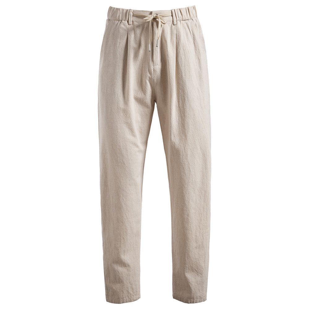 Damen lockere Baumwollhose mit verstellbarem Bund