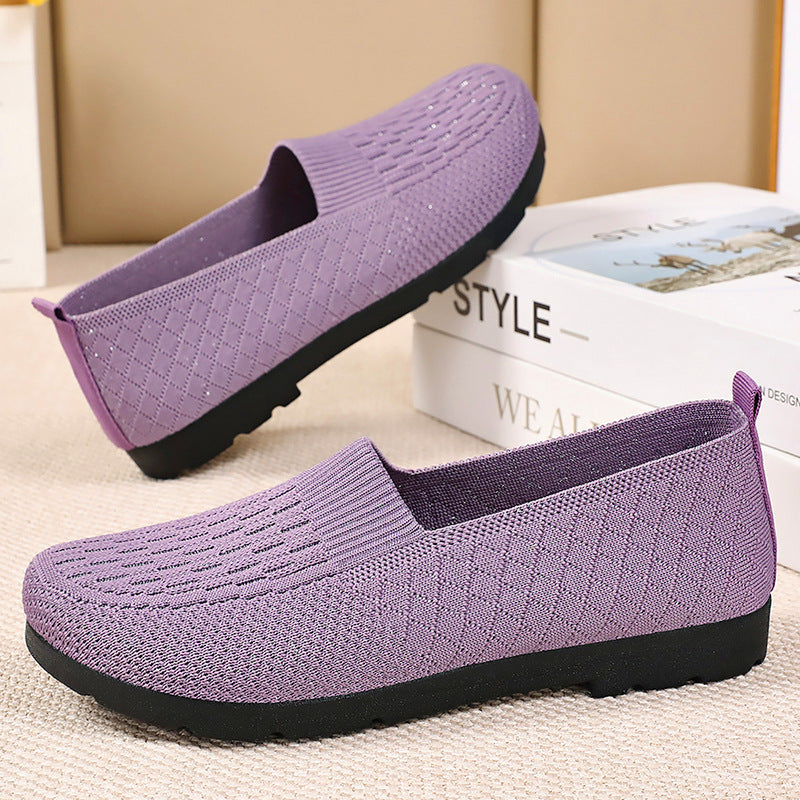 Damen elegante Slip-On Schuhe mit atmungsaktivem Strickdesign R&B