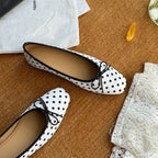 Damen Ballerinas mit modischem Punktmuster und dekorativem Schleifendetail R&B