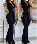 Damen Elegante und figurbetonte Flared-Jumpsuit R&B