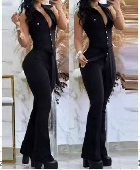 Damen Elegante und figurbetonte Flared-Jumpsuit R&B