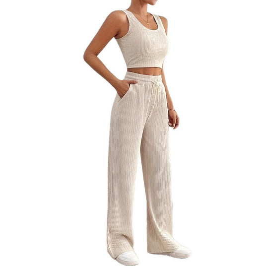 Damen gemütliches Ripp-Set mit weitem Schnitt R&B
