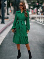 Damen Hemdblusenkleid mit tailliertem Gürtel und schickem Schößchen R&B