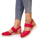 Damen Bequeme Espadrilles mit elastischen Riemen und dekorativem Bastbesatz EB