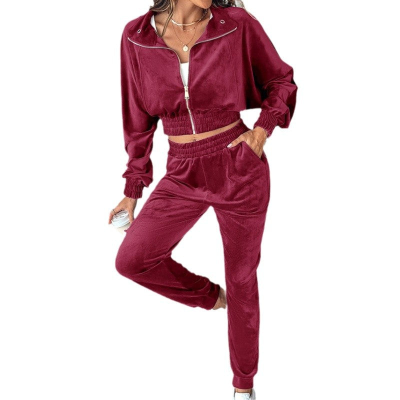Damen Trainingsanzug mit cropped Jacke und elastischem Bund R&B