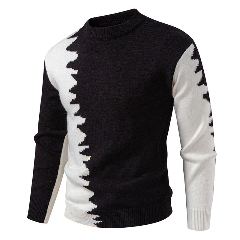 Herren Strickpullover mit kreativem Farbverlauf und klassischem Rundhalsausschnitt