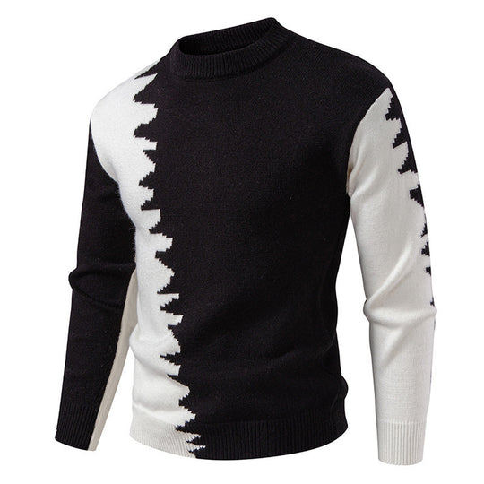 Herren Strickpullover mit kreativem Farbverlauf und klassischem Rundhalsausschnitt R&B