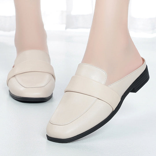 Damen Komfortable Slipper aus hochwertigem Leder mit schickem Riemen R&B
