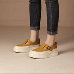 Damen Plateausneaker mit modischem Riemchen und atmungsaktiver Textiloberfläche