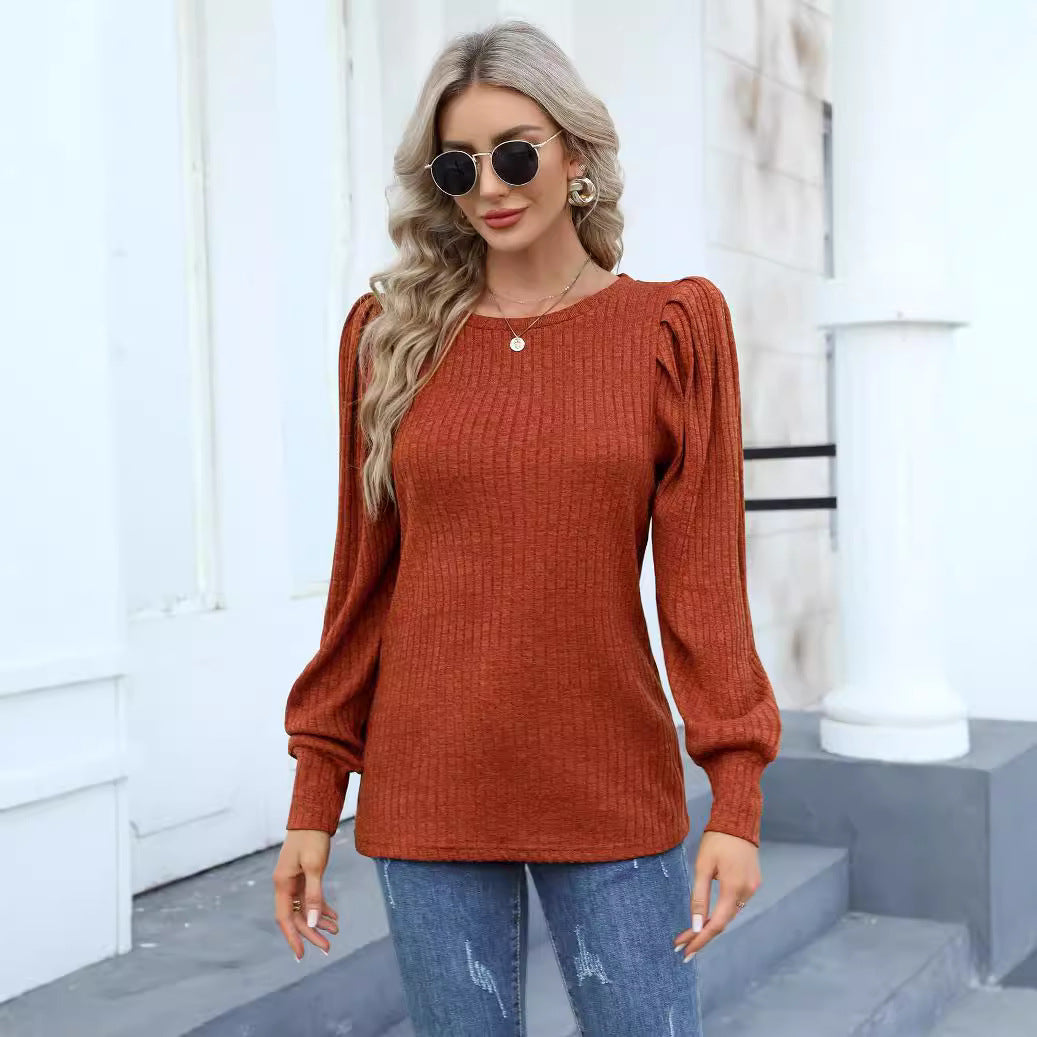 Damen Gemustertes Langarmshirt mit Puffärmeln R&B