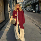 Damen Elegante Oversize-Jacke mit hohem Kragen und Taschen R&B