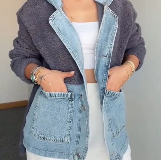Damen Kuschelige Teddyjacke mit Reißverschluss und Kapuze R&B
