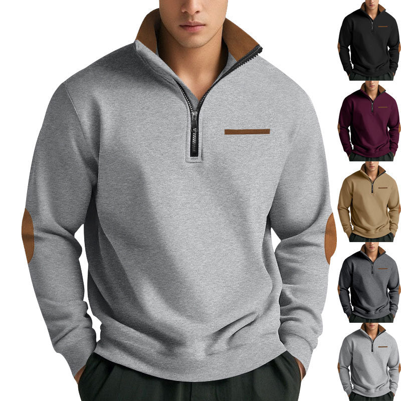 Herren Hochwertiges Sweatshirt mit Stehkragen und Reißverschluss R&B