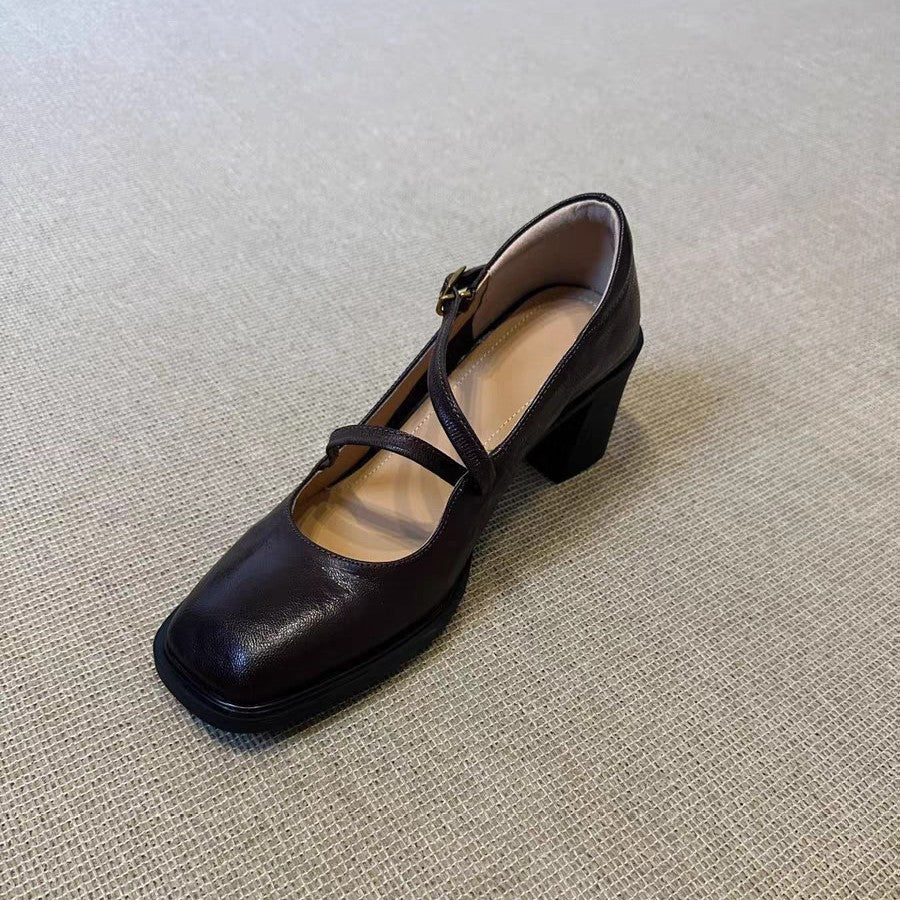 Damen elegante Mary Jane Pumps mit modischem Riemchen-Design R&B