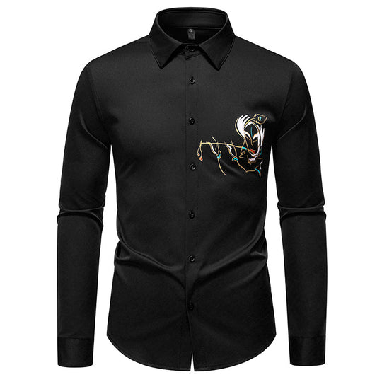 Herren Langarmhemden mit einzigartigem Stickdesign R&B