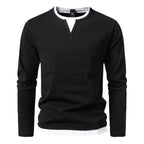 Herren Langarmshirt mit modernem V-Ausschnitt und coolen Layering-Details R&B