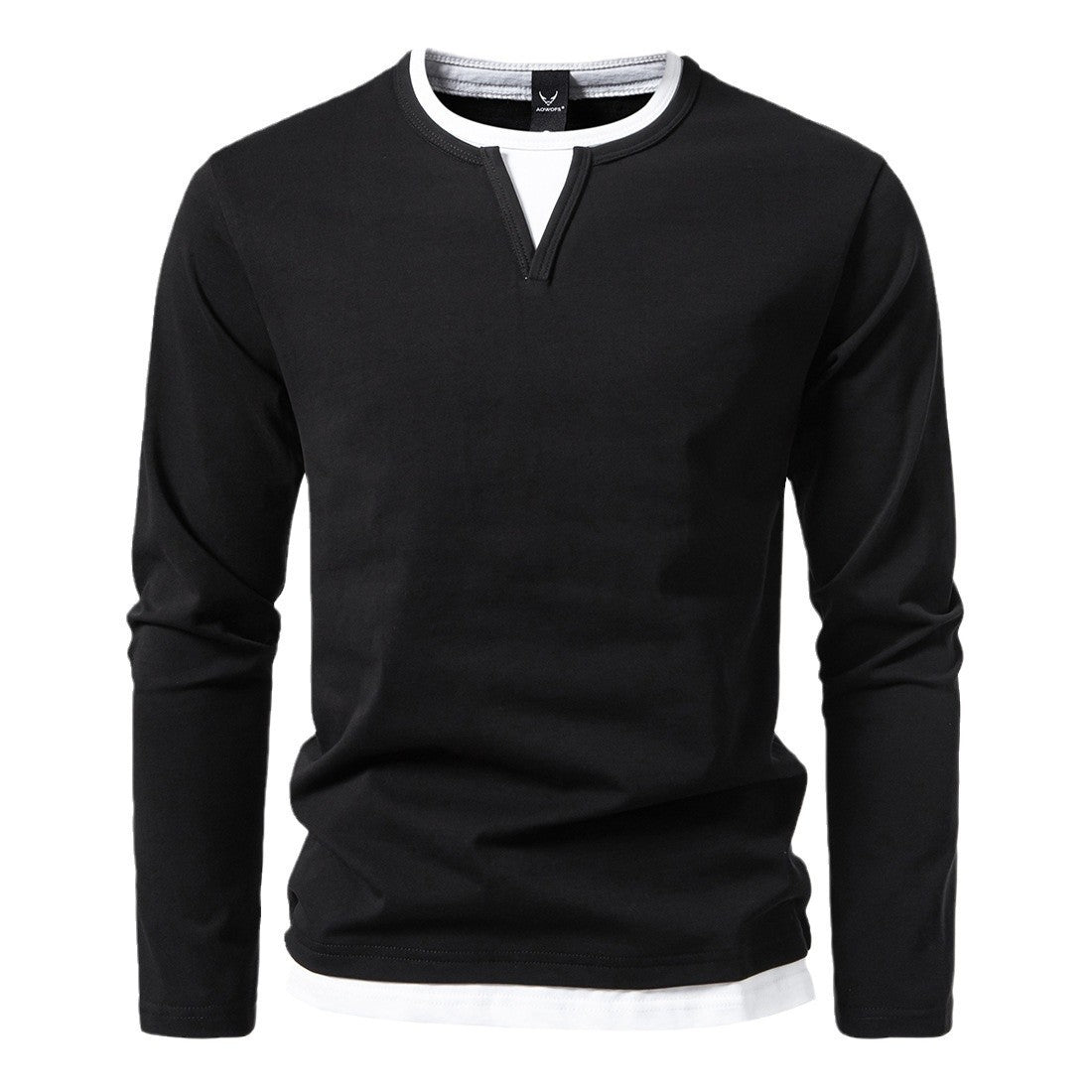 Herren Langarmshirt mit modernem V-Ausschnitt und coolen Layering-Details R&B