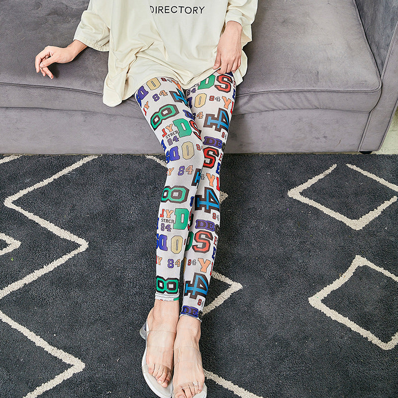 Damen Leggings mit modischem Schriftzug