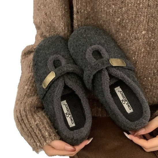 Damen Hausschuhe aus hochwertigem Filz mit verstellbarem Riemen R&B