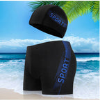 Herren Sportliche Schwimmshorts mit passender Badekappe R&B
