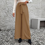 Damen weit geschnittene Hochbundhose mit Bindegürtel