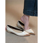 Damen elegante spitze Ballerina-Pumps mit glänzendem Metallic-Akzent R&B