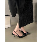 Damen Slingback High Heel Pumps mit spitzem Design und elegantem Metallfinish R&B