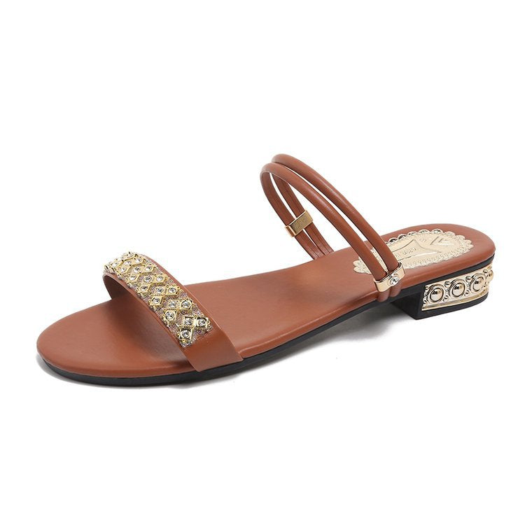 Damen glamouröse Sandalen mit funkelnden Schmuckakzenten