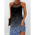 Damen Neckholder Kleid mit funkelndem Gradient-Design R&B